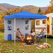 Costway - 10 x 10 FT Pop up Canopy Tent with Sidewall 6 Pockets Instant Setup Commercial Gazebo-Blue