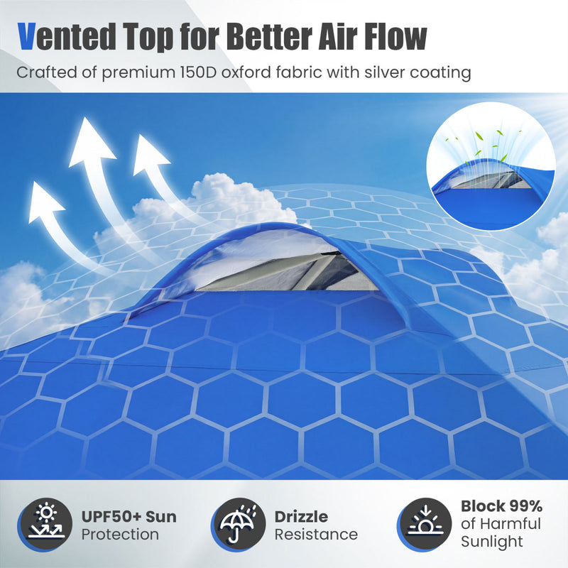 Costway - 10 x 10 FT Pop up Canopy Tent with Sidewall 6 Pockets Instant Setup Commercial Gazebo-Blue