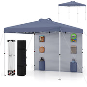 Costway - 10 x 10 FT Pop up Canopy Tent with Sidewall 6 Pockets Instant Setup Commercial Gazebo-Gray