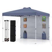 Costway - 10 x 10 FT Pop up Canopy Tent with Sidewall 6 Pockets Instant Setup Commercial Gazebo-Gray