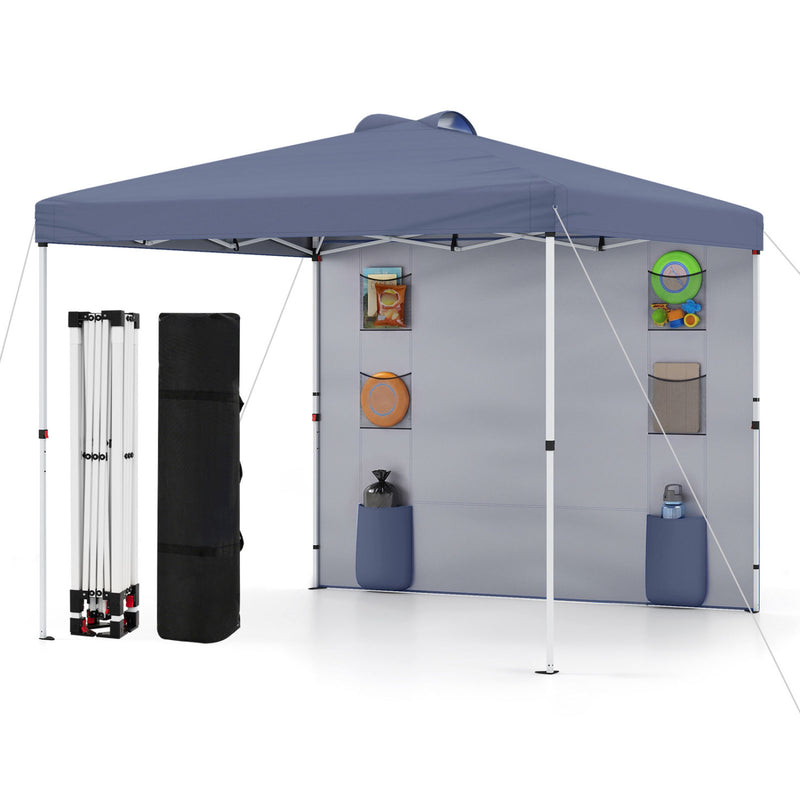 Costway - 10 x 10 FT Pop up Canopy Tent with Sidewall 6 Pockets Instant Setup Commercial Gazebo-Gray
