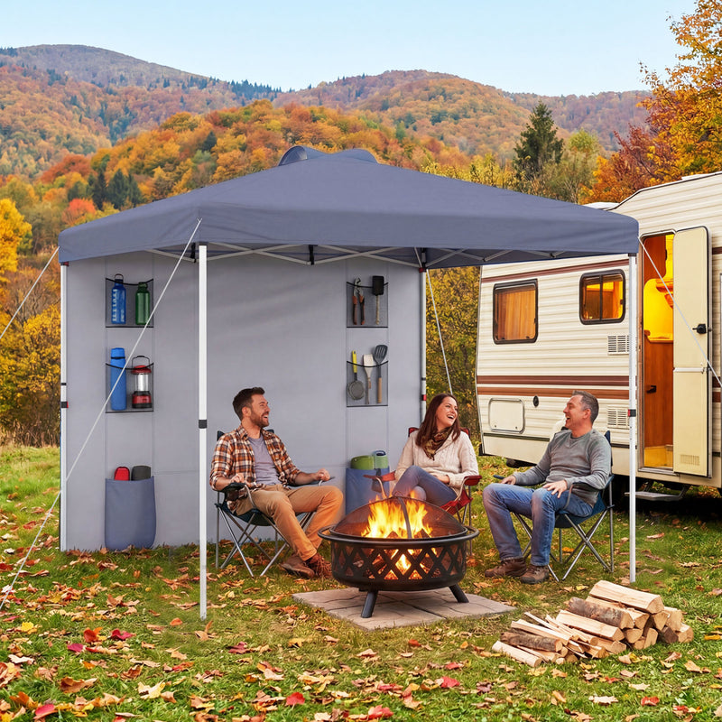 Costway - 10 x 10 FT Pop up Canopy Tent with Sidewall 6 Pockets Instant Setup Commercial Gazebo-Gray