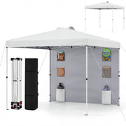 Costway - 10 x 10 FT Pop up Canopy Tent with Sidewall 6 Pockets Instant Setup Commercial Gazebo-White