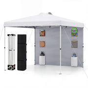 Costway - 10 x 10 FT Pop up Canopy Tent with Sidewall 6 Pockets Instant Setup Commercial Gazebo-White