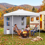 Costway - 10 x 10 FT Pop up Canopy Tent with Sidewall 6 Pockets Instant Setup Commercial Gazebo-White