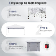 Costway - 10 x 10 FT Pop up Canopy Tent with Sidewall 6 Pockets Instant Setup Commercial Gazebo-White