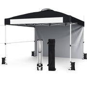Costway - 10 x 10 Feet Foldable Commercial Pop-up Canopy with Roller Bag and Banner Strip-Black