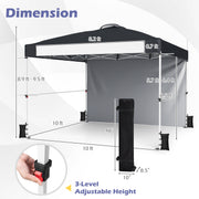 Costway - 10 x 10 Feet Foldable Commercial Pop-up Canopy with Roller Bag and Banner Strip-Black