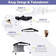 Costway - 10 x 10 Feet Foldable Commercial Pop-up Canopy with Roller Bag and Banner Strip-Black