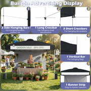 Costway - 10 x 10 Feet Foldable Commercial Pop-up Canopy with Roller Bag and Banner Strip-Black