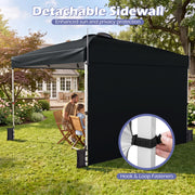 Costway - 10 x 10 Feet Foldable Commercial Pop-up Canopy with Roller Bag and Banner Strip-Black