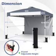 Costway - 10 x 10 Feet Foldable Commercial Pop-up Canopy with Roller Bag and Banner Strip-Gray