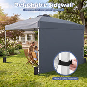 Costway - 10 x 10 Feet Foldable Commercial Pop-up Canopy with Roller Bag and Banner Strip-Gray