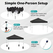 Costway - 10 x 10 Feet Outdoor Commercial Pop up Canopy Tent-Black