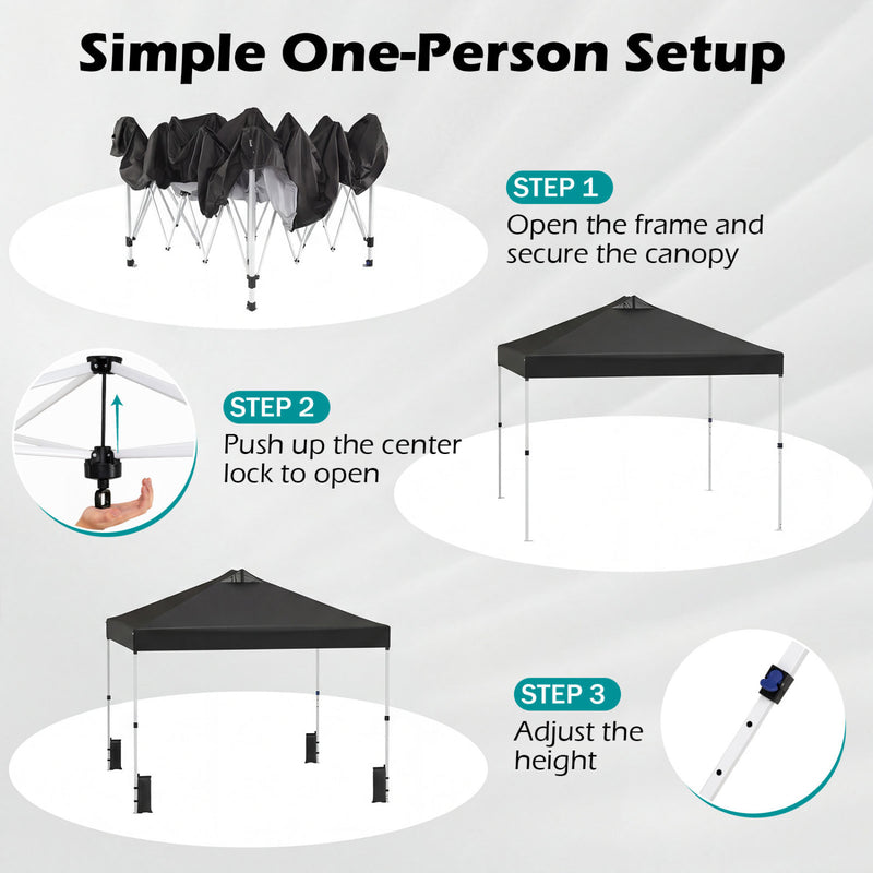 Costway - 10 x 10 Feet Outdoor Commercial Pop up Canopy Tent-Black