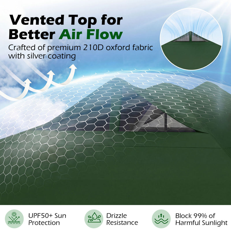 Costway - 10 x 10 Feet Outdoor Commercial Pop up Canopy Tent-Green