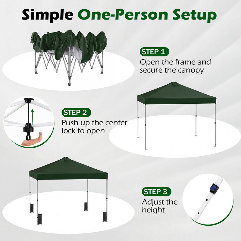 Costway - 10 x 10 Feet Outdoor Commercial Pop up Canopy Tent-Green