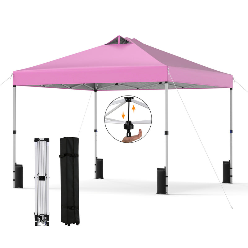 Costway - 10 x 10 Feet Outdoor Commercial Pop up Canopy Tent-Pink