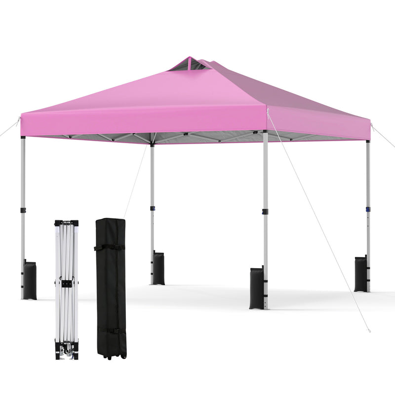 Costway - 10 x 10 Feet Outdoor Commercial Pop up Canopy Tent-Pink