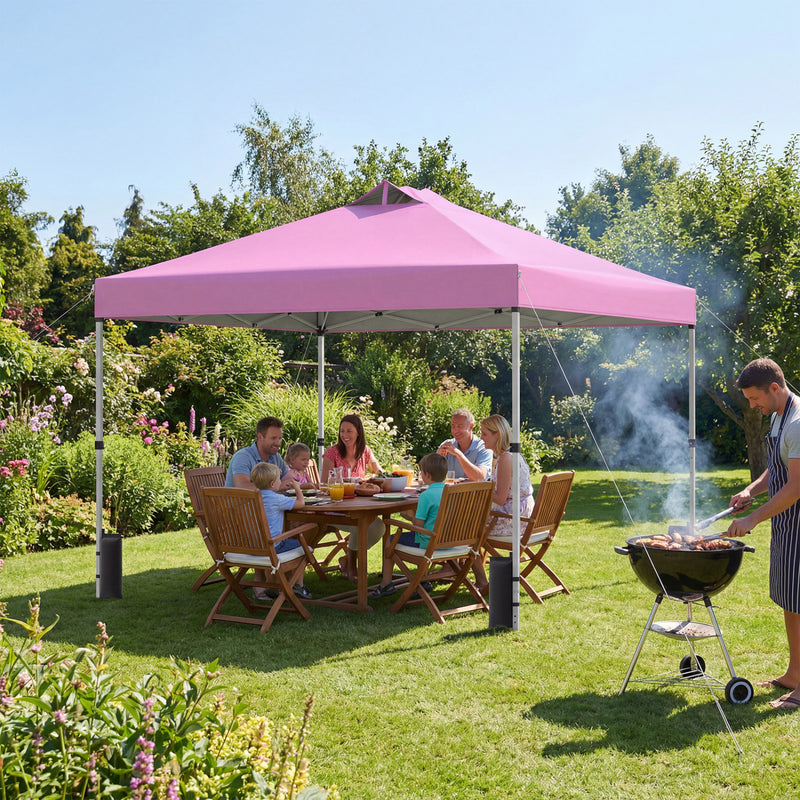 Costway - 10 x 10 Feet Outdoor Commercial Pop up Canopy Tent-Pink