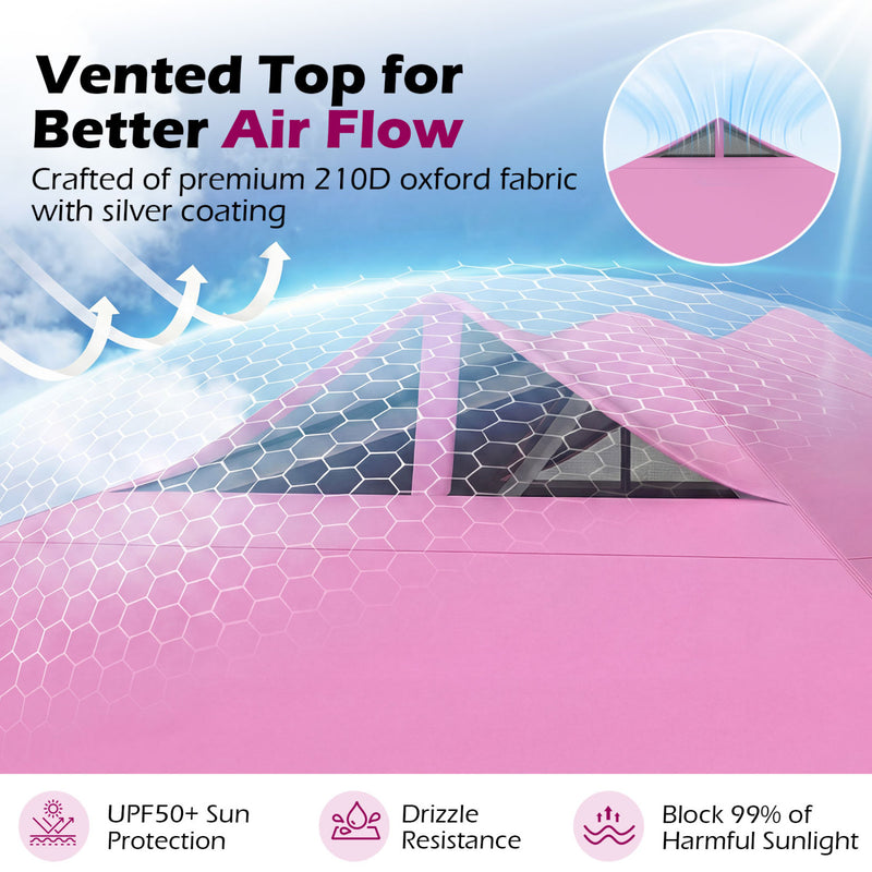 Costway - 10 x 10 Feet Outdoor Commercial Pop up Canopy Tent-Pink