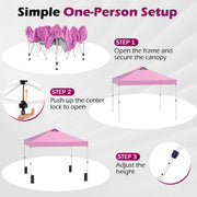 Costway - 10 x 10 Feet Outdoor Commercial Pop up Canopy Tent-Pink