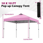 Costway - 10 x 10 Feet Outdoor Commercial Pop up Canopy Tent-Pink