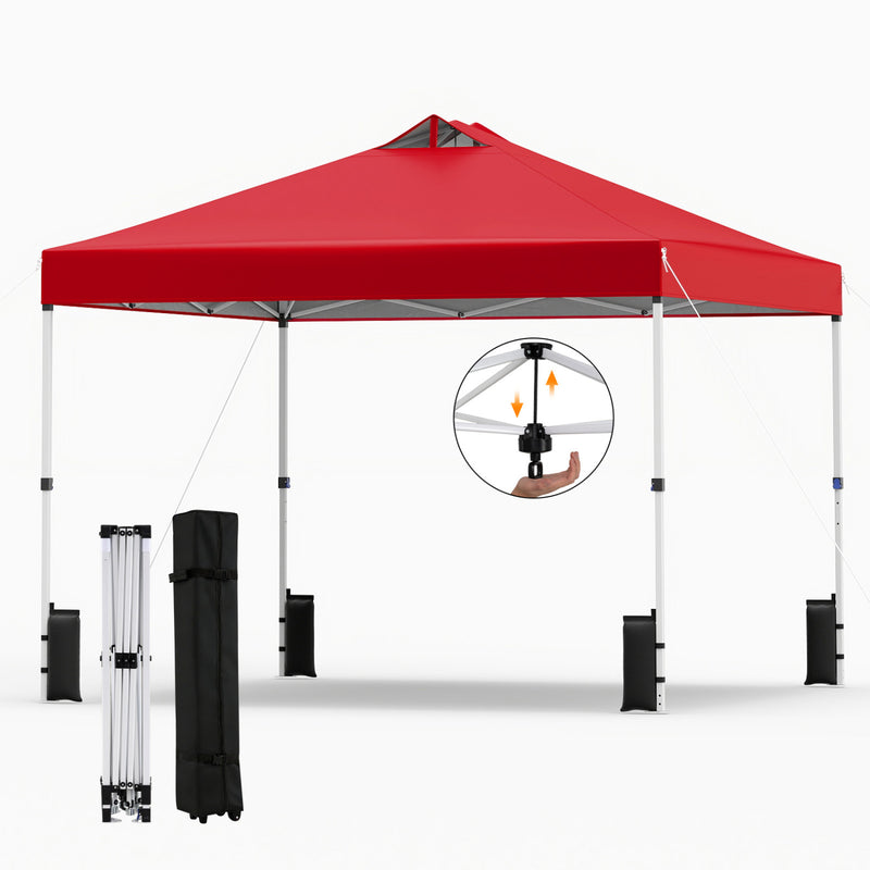 Costway - 10 x 10 Feet Outdoor Commercial Pop up Canopy Tent-Red