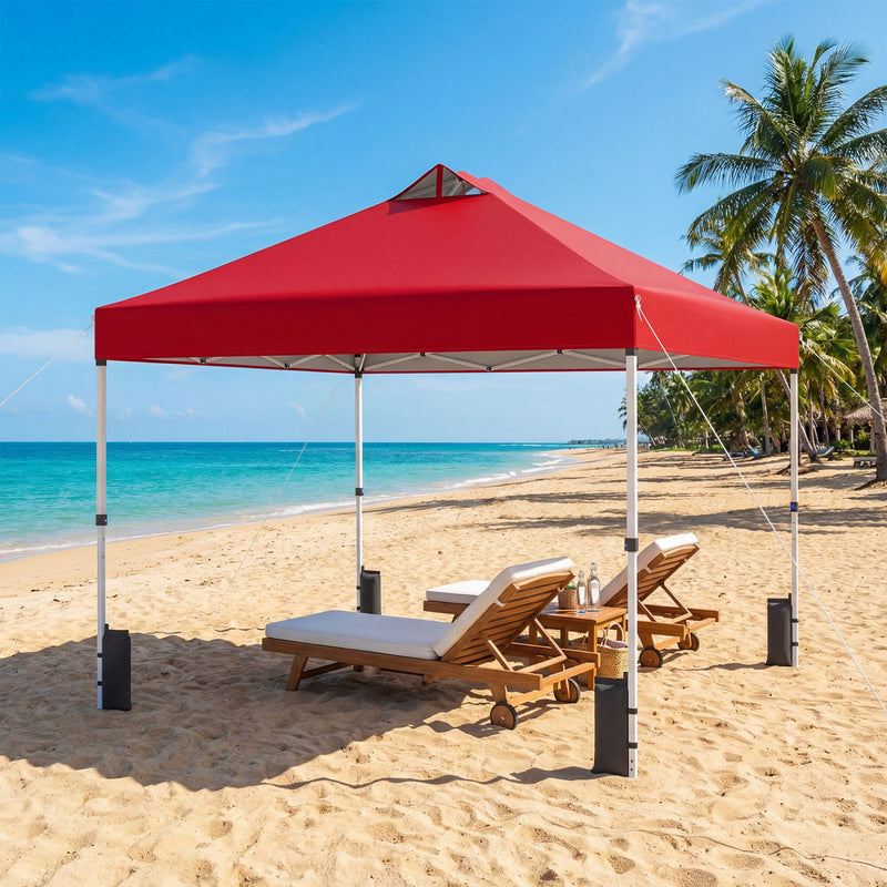Costway - 10 x 10 Feet Outdoor Commercial Pop up Canopy Tent-Red