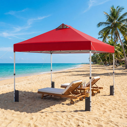 Costway - 10 x 10 Feet Outdoor Commercial Pop up Canopy Tent-Red