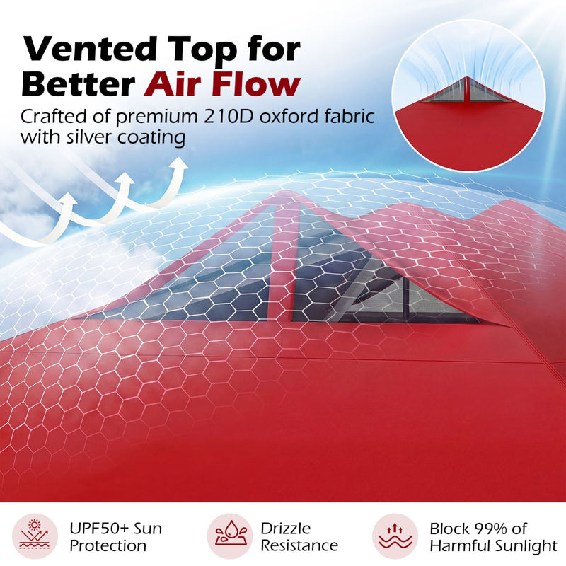 Costway - 10 x 10 Feet Outdoor Commercial Pop up Canopy Tent-Red