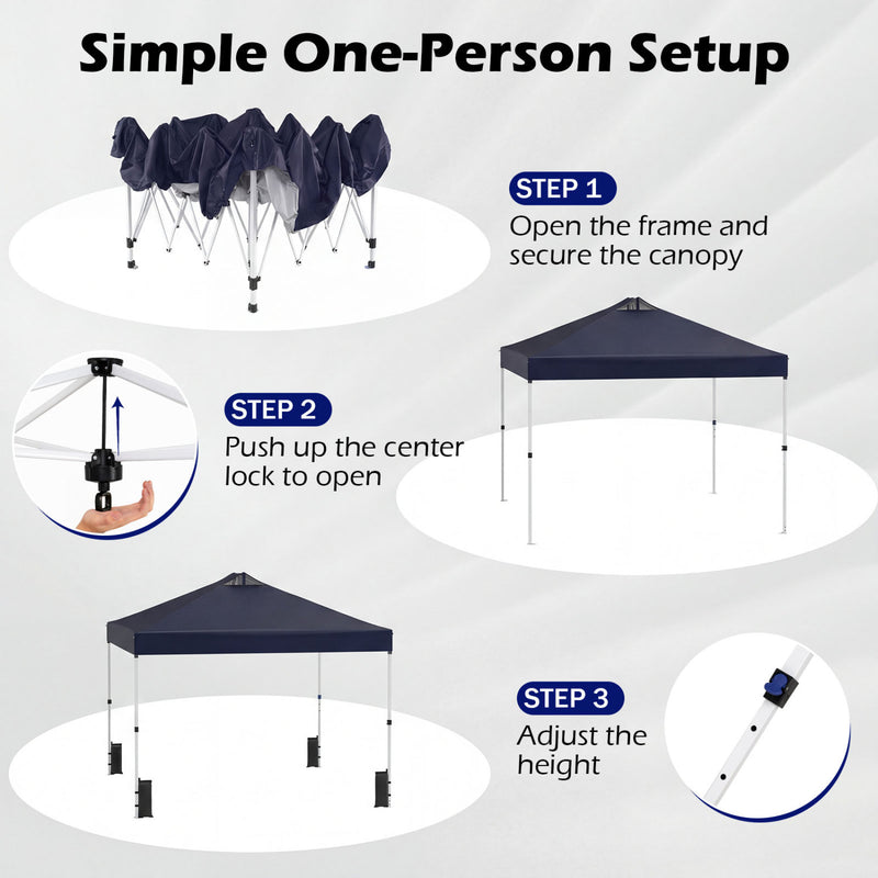 Costway - 10 x 10 Feet Outdoor Commercial Pop up Canopy Tent-Blue