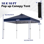 Costway - 10 x 10 Feet Outdoor Commercial Pop up Canopy Tent-Blue