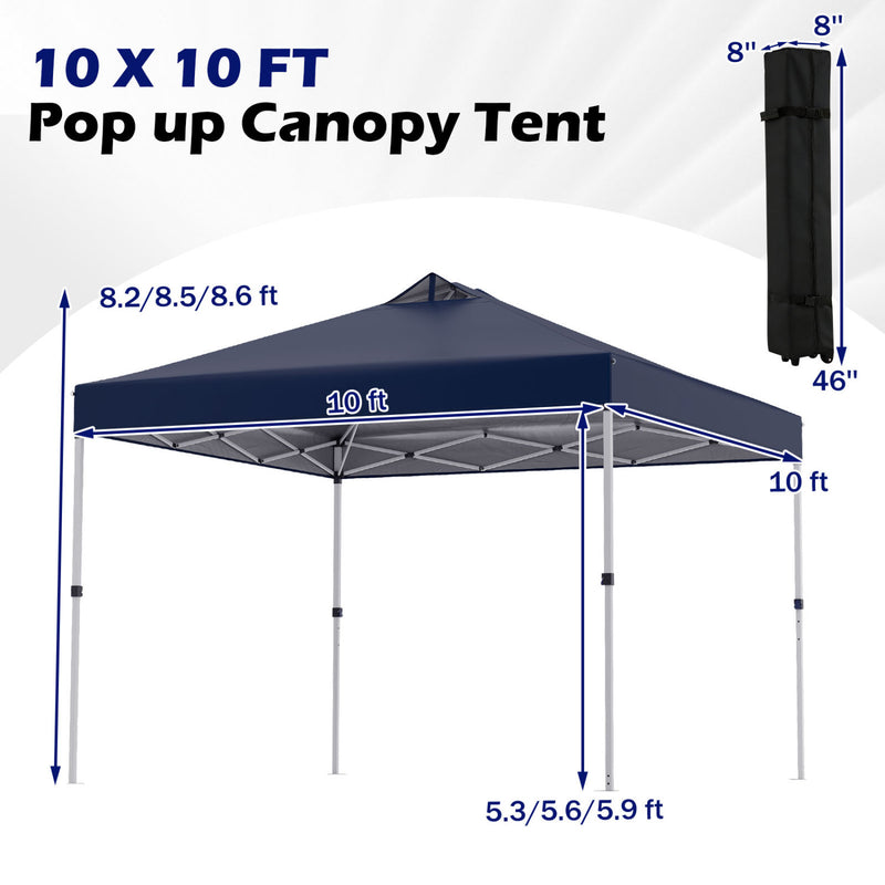 Costway - 10 x 10 Feet Outdoor Commercial Pop up Canopy Tent-Blue