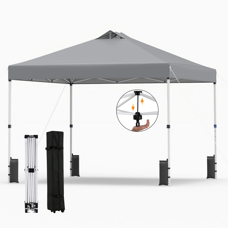 Costway - 10 x 10 Feet Outdoor Commercial Pop up Canopy Tent-Gray