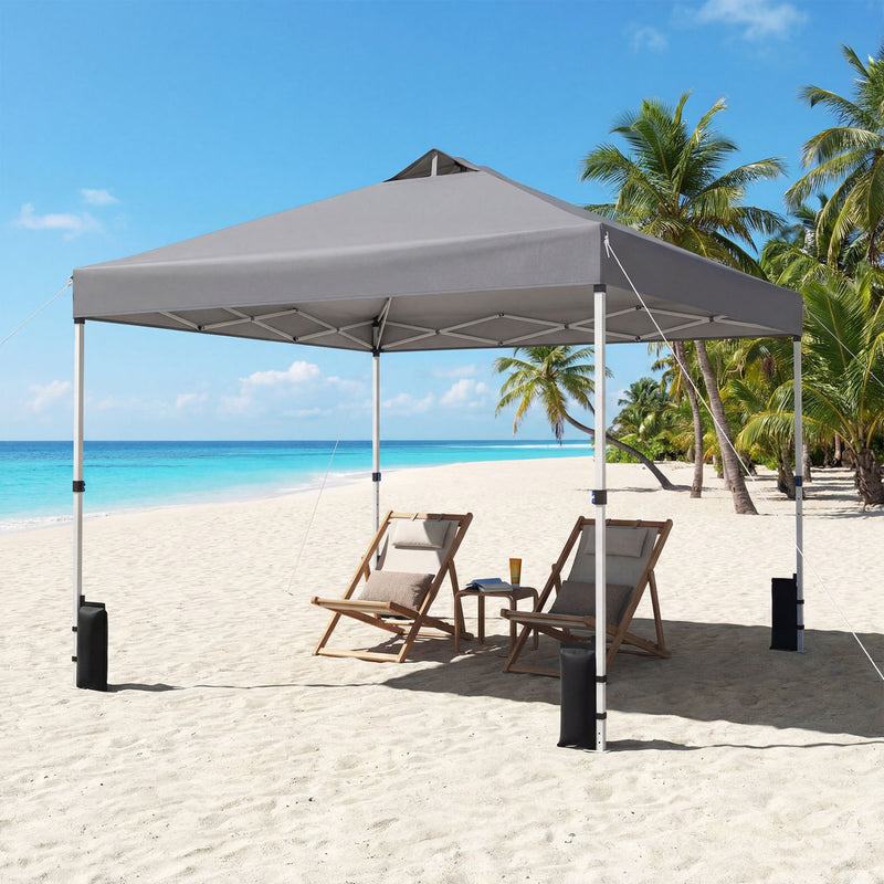 Costway - 10 x 10 Feet Outdoor Commercial Pop up Canopy Tent-Gray