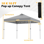 Costway - 10 x 10 Feet Outdoor Commercial Pop up Canopy Tent-Gray