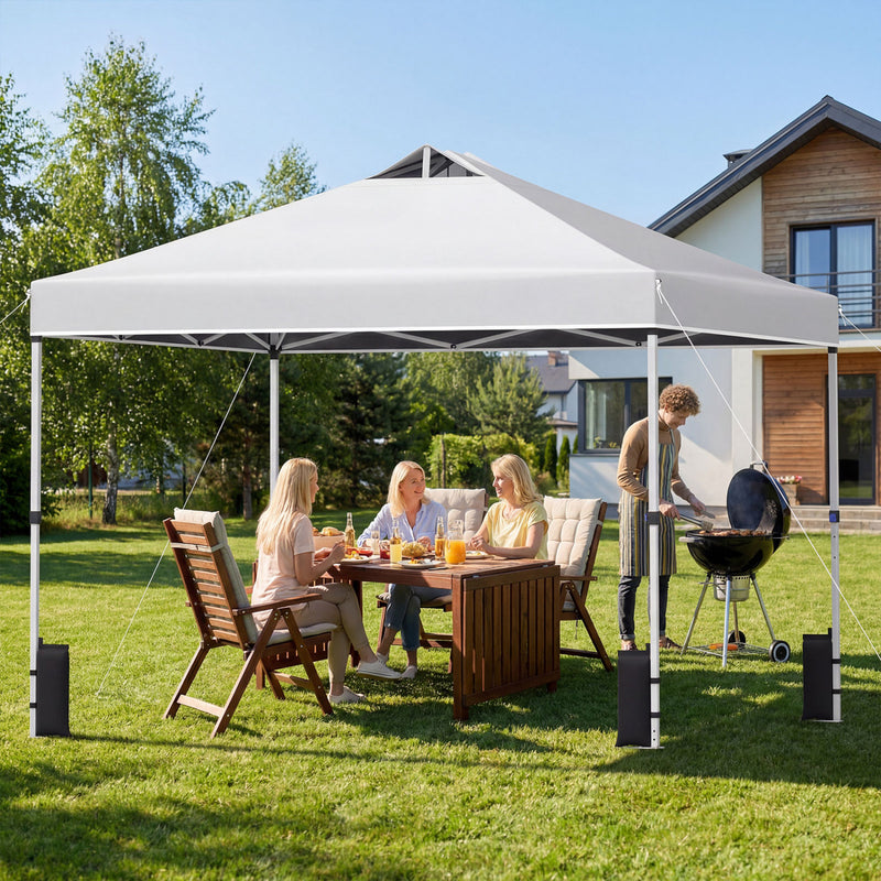 Costway - 10 x 10 Feet Outdoor Commercial Pop up Canopy Tent-White