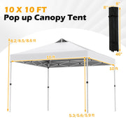 Costway - 10 x 10 Feet Outdoor Commercial Pop up Canopy Tent-White