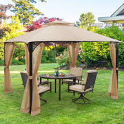 Costway - 10 x 12 Feet Gazebo Replacement Top with Air Vent and Drainage Holes-Beige