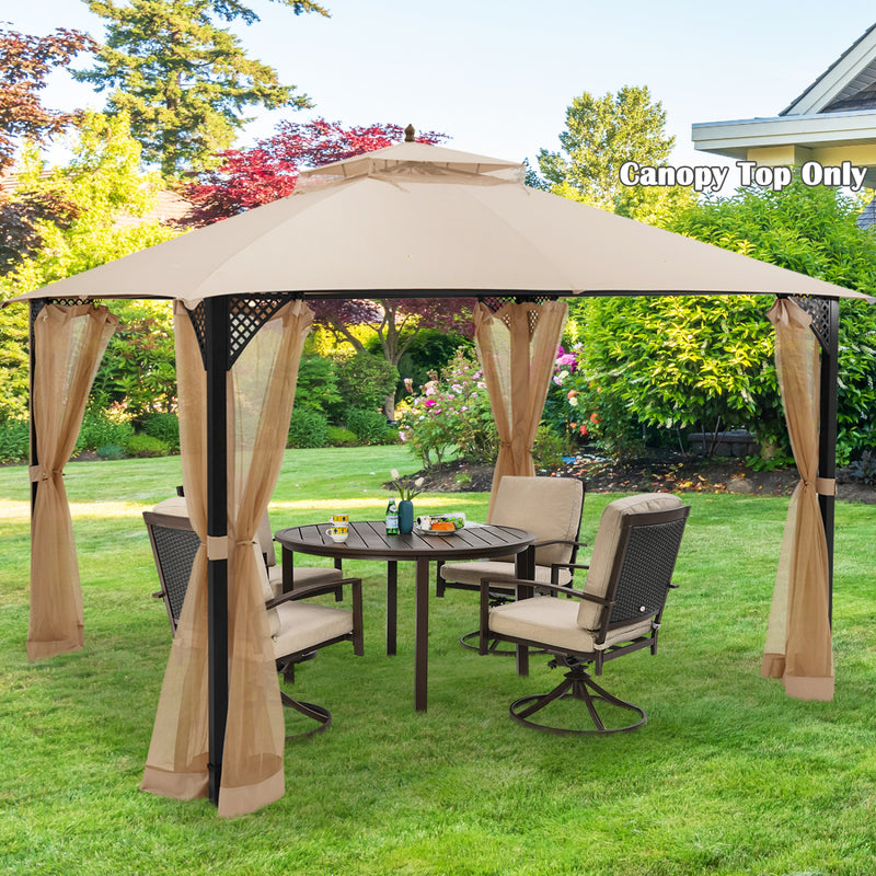 Costway - 10 x 12 Feet Gazebo Replacement Top with Air Vent and Drainage Holes-Beige