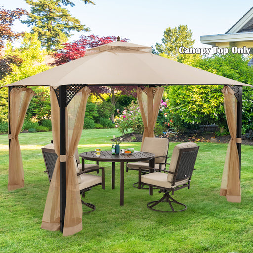 Costway - 10 x 12 Feet Gazebo Replacement Top with Air Vent and Drainage Holes-Beige
