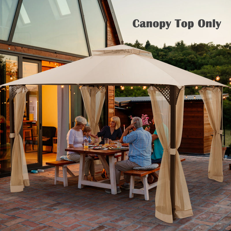 Costway - 10 x 12 Feet Gazebo Replacement Top with Air Vent and Drainage Holes-Beige