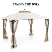 Costway - 10 x 12 Feet Gazebo Replacement Top with Air Vent and Drainage Holes-Beige