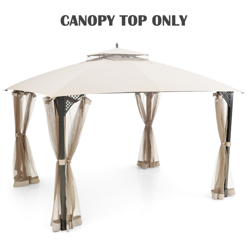 Costway - 10 x 12 Feet Gazebo Replacement Top with Air Vent and Drainage Holes-Beige