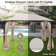 Costway - 10 x 12 Feet Gazebo Replacement Top with Air Vent and Drainage Holes-Beige