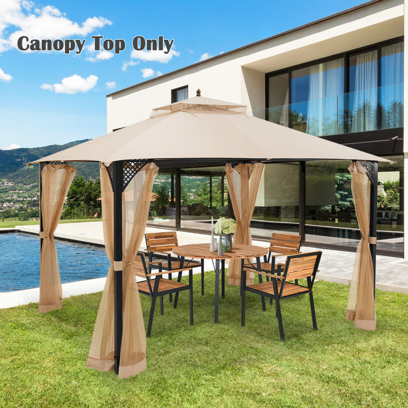 Costway - 10 x 12 Feet Gazebo Replacement Top with Air Vent and Drainage Holes-Beige
