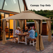 Costway - 10 x 12 Feet Gazebo Replacement Top with Air Vent and Drainage Holes-Brown