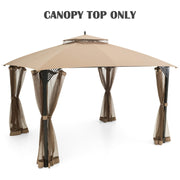 Costway - 10 x 12 Feet Gazebo Replacement Top with Air Vent and Drainage Holes-Brown