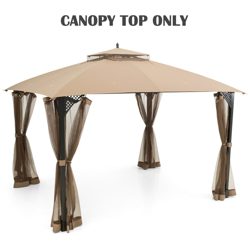 Costway - 10 x 12 Feet Gazebo Replacement Top with Air Vent and Drainage Holes-Brown
